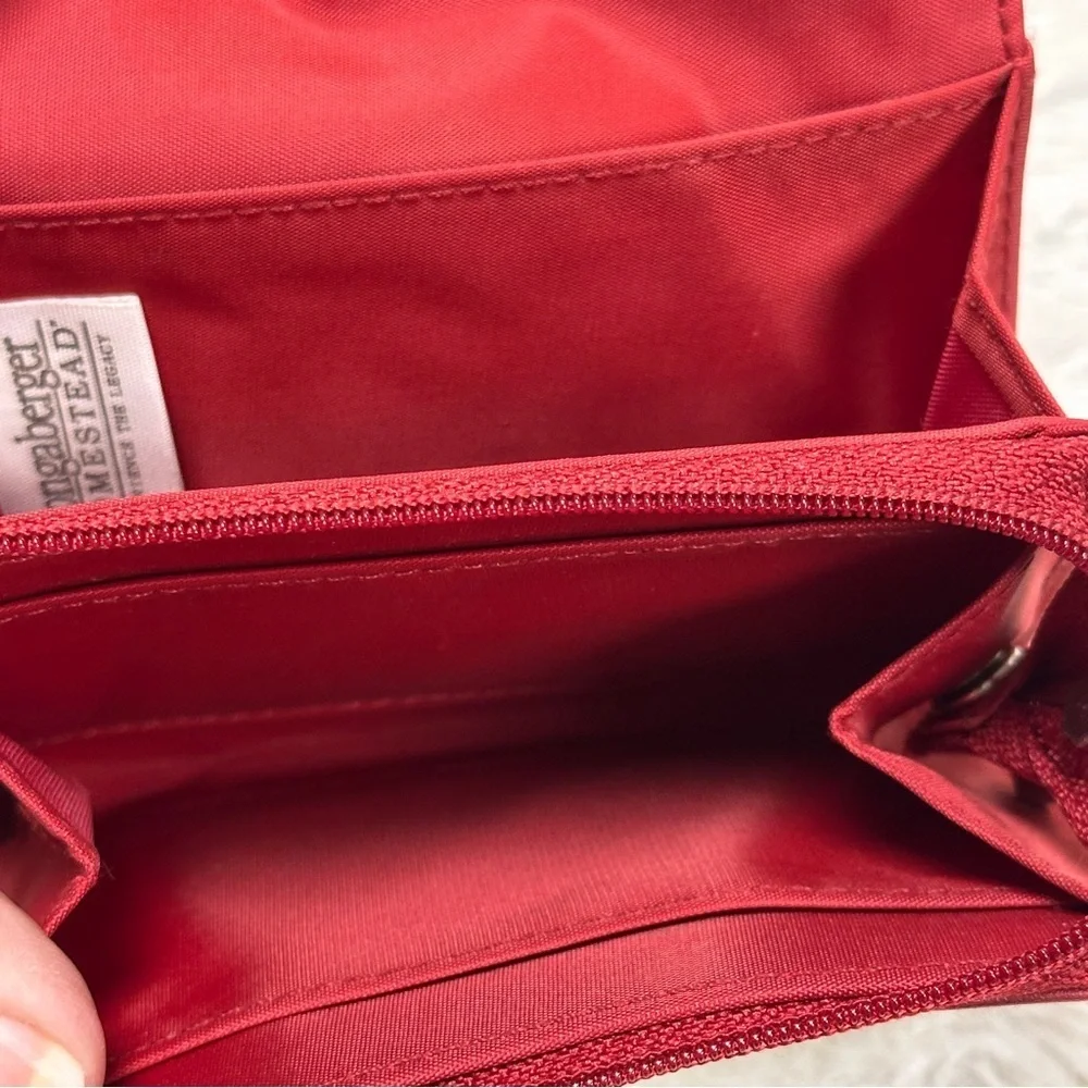 Longaberger Homestead Red Multicolor Striped Bifold Cotton Blend Wallet